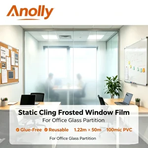 Static Cling Frosted Vinyl Film No Glue Opaque Decorative Glass Sticker for Office