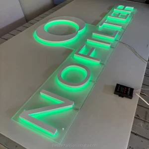 Store Outdoor RGB Sign Board Metal Business with Lighting LED Sign Custom Lighted Wall Colorful RGB Sign
