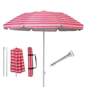 Striped Parasols Outdoor Adjustable Market Style Beach Umbrella With Fringe