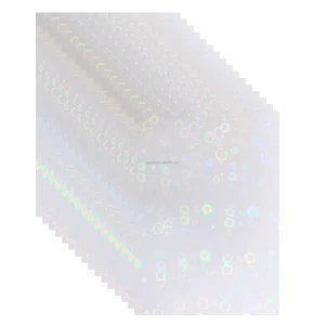 Strong Sticky Holographic Flower Cold Lamination BOPP Film A4 Overlay Self Adhesive Sheet For Waterproof Sticker