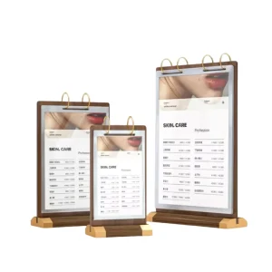 Sturdy Base Premium Stand Table Sign Flip Sign Page Turning Loose Leaf Metal Ring Menu Display Price List Restaurant Cafe