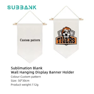 Subbank Eco Friendly Linen Sublimation Heat Transfer Printing Hanging Triangle Banner Wall Hanging Display Pennant Flag