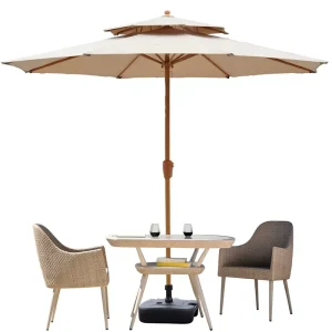 Sun Proof Casual Outdoor Parasol Large Pop Up Umbrella Iron Pole Customizable >3000mm Waterproof Polyester Fiber