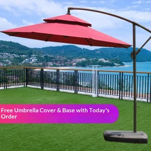 Sunshade Parasol Outdoor Banana Shaped Patio Large Market Stall Beach Umbrella Base Satin Vinyl Alloy Sun Protection