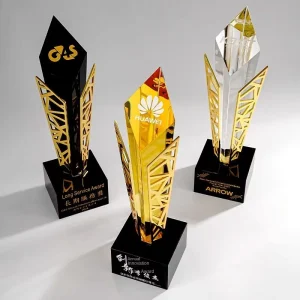 Super High Grade Metal Creative Trophy Manufacturing Company Outstanding Team Awards Crystal Lettering for Annual Meeting
