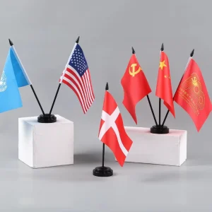 Supplier Top Seller World National Flags Polyester Office Table Flag Custom Desktop Flags Stand ABS PVC Flagepole