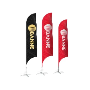 Supply Square Cross Beach Feather Flag Aluminum Alloy Digital Printed Flagpole with Water Injection Base
