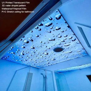 Suspended PVC Material Art Soft Water Droplet Dalle LED Plafond 3D Stretch Ceiling Film for Bathroom Ceiling Light Box