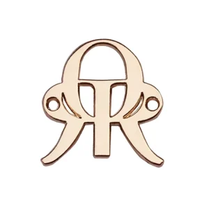 Swimwear Accessories Metal logo Label Hollow Letter Sewing Gold Tags for Shoes clothes