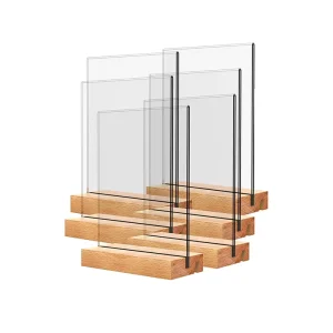 T Shaped Acrylic Table Sign Beech Wood Table Card Office Display Board Wooden Standing Board Price Board A4 Solid Wood