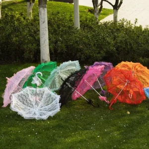 TX11138 Wedding Lace Straight Umbrella Multi-color Europe Design Craft Parasol Performance Decoration
