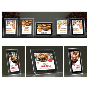 Table Stand Acrylic Crystal Restaurant LED Light Box Menu Sign Board Lightbox