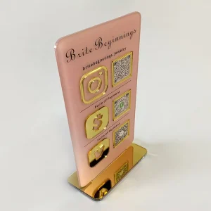 Table Top Logo Sign Mirror QR Code Sign Stand Plaque Sign Laser Cute Social Media Business Acrylic 10 Carton Indoor Violet Logo
