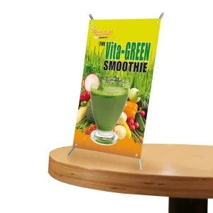 Tabletop Mini X Banner Stand with Iron Pole and Plastic Connector CMYK Digital Printing for Advertising and Promotion
