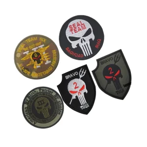 Tactical SEAL NST BRAVO Skull Shield Embroidered Cloth Badges Morale Patches Punisher Armband with Hook Loop Backing