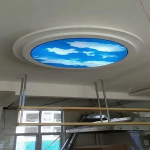 Take on the Project Circular Aluminum Profile LED Clouds UV Printed Fabric PVC Ceiling Sky Stretch Ceiling Systems