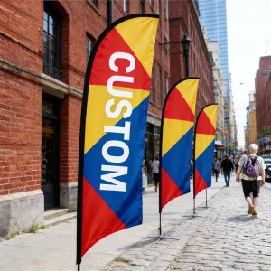 Tear Fade Resistant Teardrop Banner Flag Full Color Eye Catching Long Lasting Sturdy Build Street Promotions Banner