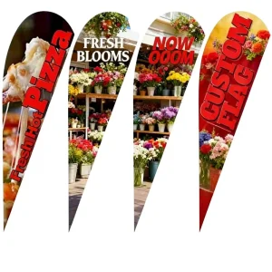 Teardrop Feather Flag Banner Polyester Acrylic Flagpole Kit Custom Logo Single Double Sided Waterproof for Outdoor Advertising
