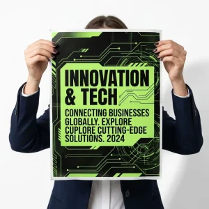Tech Innovation Wall Art Custom CMYK Poster Business Branding Custom Logo Printing Office Decor