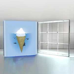 Tension Fabric LED Backlight Light Box Aluminum Frame Portable Pop Up Backdrop Wall for Exhibition Booth Advertising Display