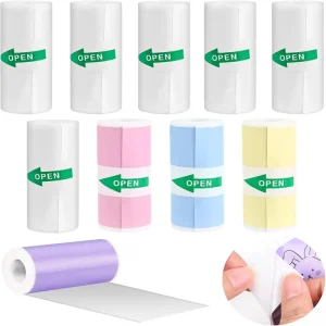 Thermal Printer Paper Colorful Mini Paper Roll Self-adhesive Waterproof Express Printable Sticker Glossy