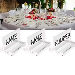 Thick Slotted Acrylic Sign Holder Base Transparent Acrylic Sign Holder Base Rectangular Table Number Stand for Cafe Restaurant