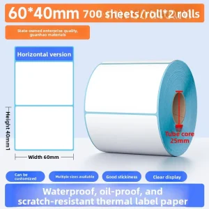 Three Proof Thermal Adhesive Stickers 25mm Core Roll Waterproof Alcohol Resistant Anti Scratch Customizable Barcode Labels for