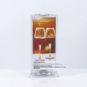 Three-sided Rotating Acrylic Eco-friendly Table Card Wine Price Display Board Desktop Vertical Billboard Stand Table Sign