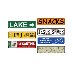 Tin Sign Custom Design UV Printed 40*10 CM Vintage Metal Signs Letters Theme Tin Plate for Wall Street Decoration