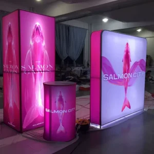 Tool-Free Portable Aluminum Alloy Rectangle Tension Fabric SEG 3D Lightbox LED Backlit Trade Show Booth Display