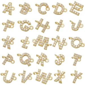 Top Quality Cubic Zircon Alphabet Letter Connectors Charms for DIY Jewelry Making