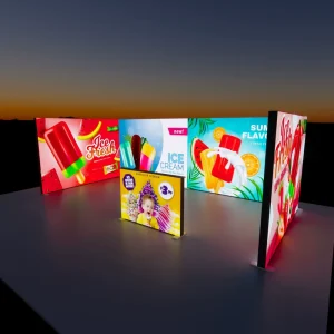 Trade Show Booth Fabric Double-sided Exhibition Light Box Standing Advertising Display Stands LED Fabric Light Box