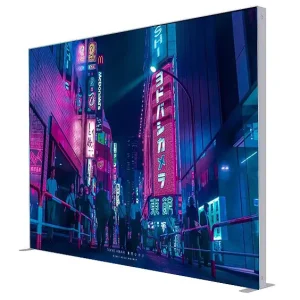 Tradeshow Exhibition Booth Display Tension Fabric Backdrop SEG Pop LED Backlit Light Box Frameless Silver Aluminum Trade Show