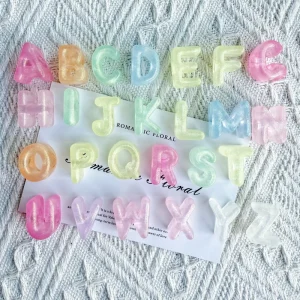 Translucent Acrylic Beads with Metallic Glitter DIY Letter Beads for Jewelry Making Keychain Bracelet Phone Charm