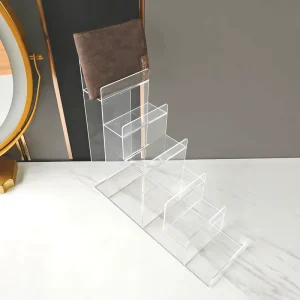 Transparent Acrylic Display Stand Tiered Multi level Display Stand for Glasses and Wallets Designed for Tabletop Use