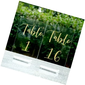 Transparent Acrylic Table Number Signs with Stand for Weeding Party Dinners Reception Decor