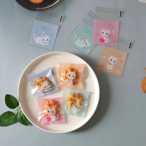 Transparent BOPP Self Adhesive Seal Waterproof Gravure Printed Square Bottom Packaging Bags Candy Cookie Custom Smell Proof Bags