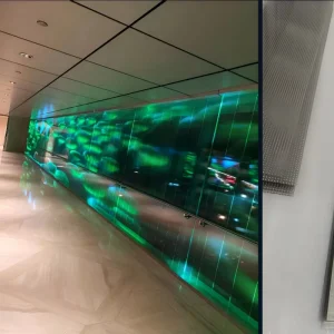 Transparent Capacitive Touch LED Screen Flexible Film Glass Adhesive DVI Interface LED Advertising Panel for Shopping Mall
