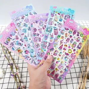 Transparent Cat Eye 3D Epoxy Decor Stickers Candy Planet Rainbow Unicorn Raised Bubble Decals Notebook Water Cup Ornament