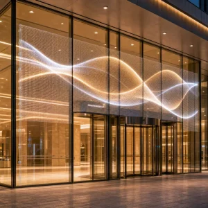 Transparent LED Advertising Film Screen for Shopping Center Glass Entrance