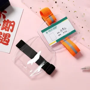 Transparent PVC Elastic Arm Band Men and Women’s ID Badge Holder and Photo Armband for Outdoor Sports