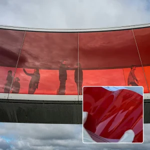 Transparent Red Architectural Window Film Decorative Building Glass Tint 95% UVR 2mil Solar Control Commercial Office Color Film