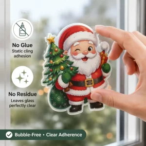 Transparent Static Window Film Custom Print Xmas Static PVC Decal Clear Spray Protective Sticker Christmas