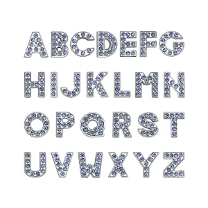 Trendy 12mm Silver Alloy Rhinestone Slide Letter Beads 26 Alphabet A-Z for Bling Jewelry Findings