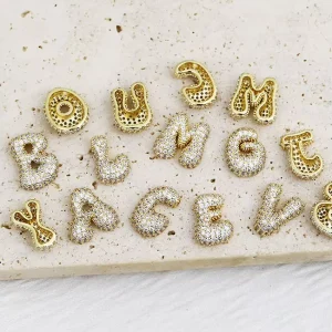 Trendy Balloon Shape Crystal Zirconia Letters Pendants for Jewelry Making