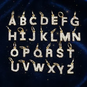 Trendy Gold Plated Initial Letter Charm Pendant Cubic Zirconia Crystal Alphabet Necklace Jewelry Accessory for Women Girls DIY