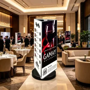 Triangular Rotating Acrylic Table Sign 360-Degree Rotating Menu Display Stand Suitable for Bars and Cafes