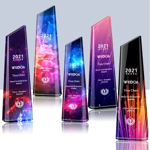 Trophies Manufacturer Engraved Digital Printing Latest Award Trophy Cup Custom Transparent Crystal Trophy European