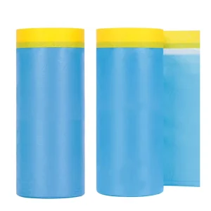 UJANG Blue Pre Taped Masking Film Anti Static Paint Protective Film with Tape for Automotive & Home Spray Painting