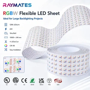 UL ETL Super Thin Professional 4in1 RGBW 24V 25W 1500LM L10000*W240mm Flexible LED Light Sheet for Advertising Box Signage Light